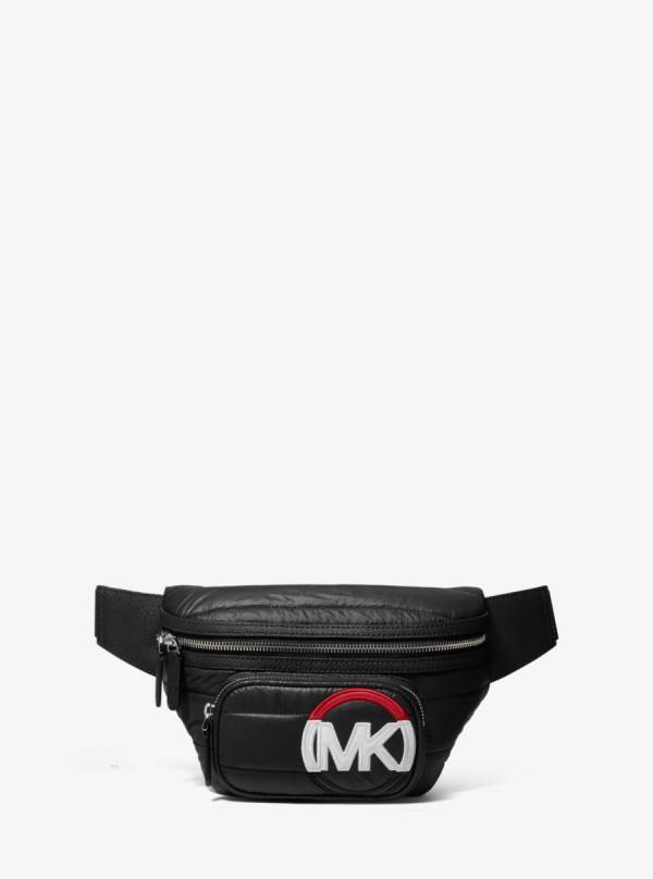 Panske Taška Na Opasok Michael Kors Brooklyn Quilted Woven Čierne - Tasky Michael Kors Vypredaj | DZSAN-1732